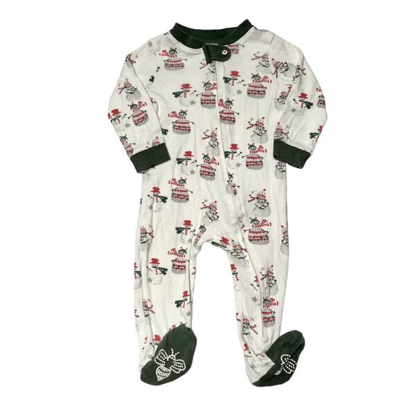 Burt's Bees Organic Snowman Sleeper PJs 6-9m - Picture 1 of 5